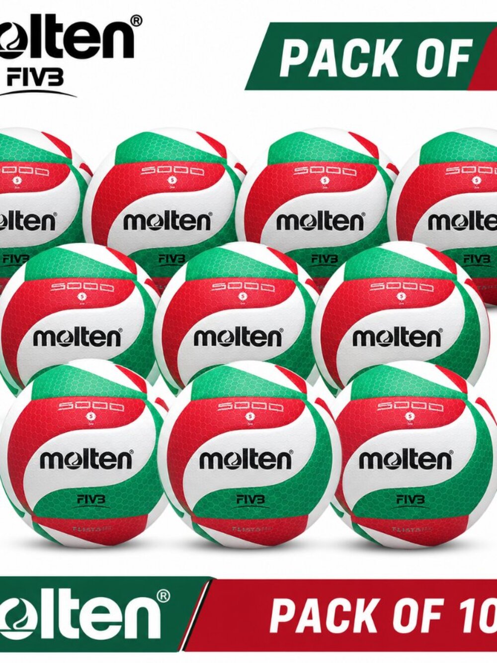 Molten V5M5000 Volleyball Standard Size 5 PU Ball for Students Adult(pack of 10)